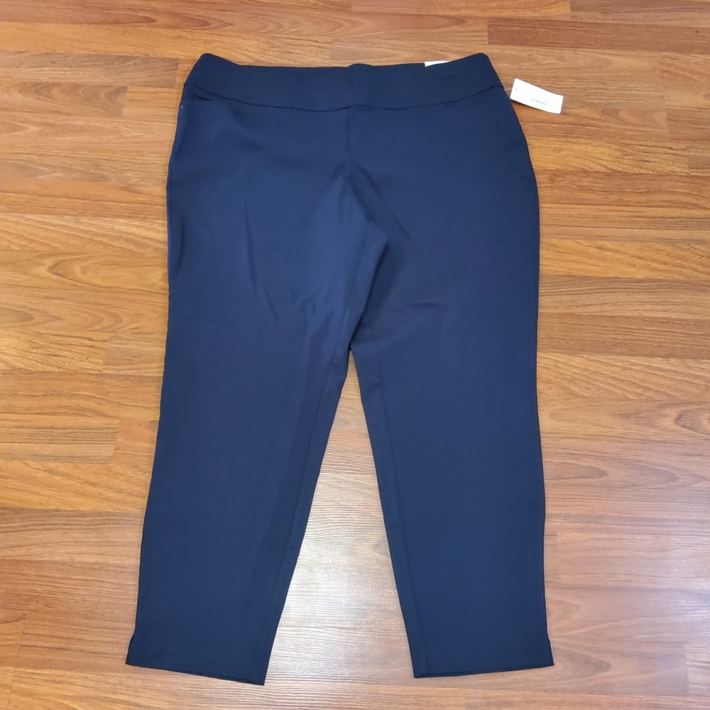 Signature Slimming by CJ Banks The Perfect Pull On Ankle Pants 20W Navy Blue New - Picture 4 of 11